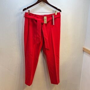 LOFT Petite Marisa Fit tie-waist Classic Tapered Ankle Pants Vibrant Red NWT 12